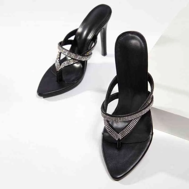 Sandaler Kvinnors sommar Romerska Diamond Studded Ensidiga Bälte Slippers Fashion High Heeled Sandals