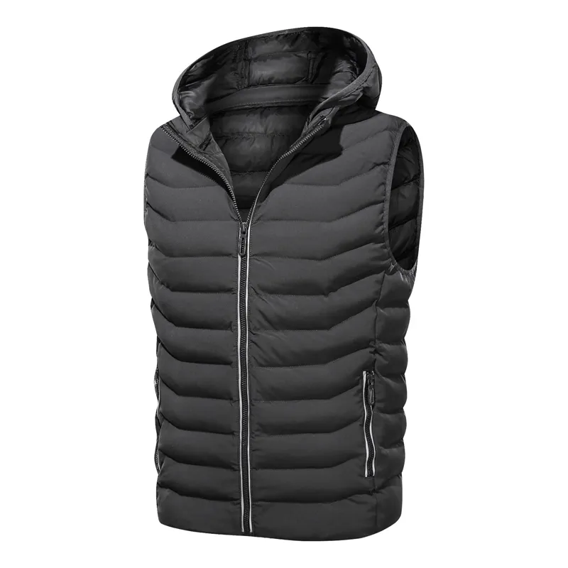 Men Winter mode dikke mouwloze vestjack met de capuchon.