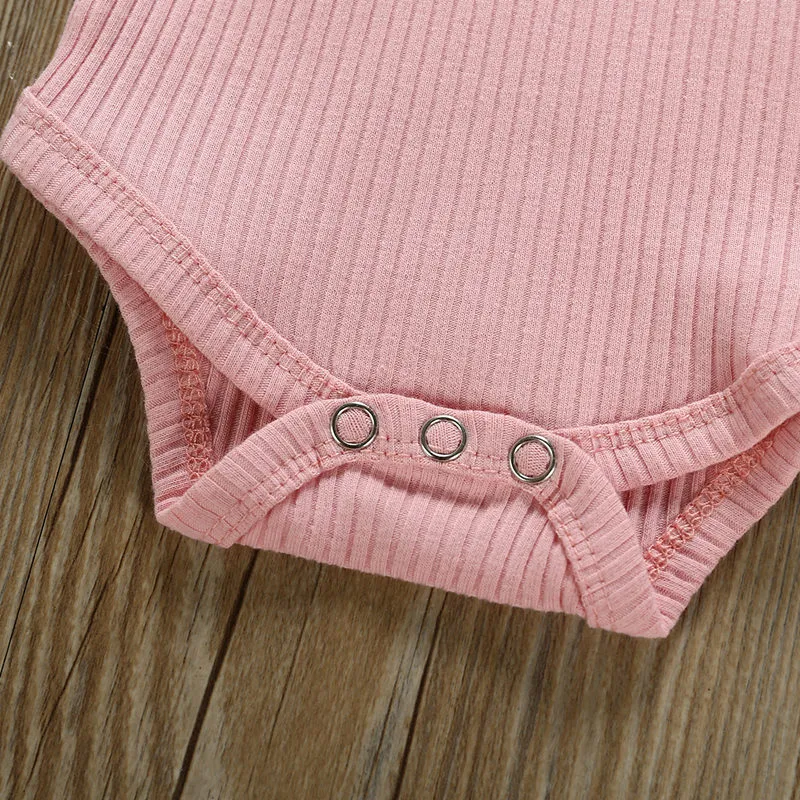 Automne nouveau-né bébé fille vêtements ensemble rose volants tricoté à manches longues barboteuse pantalon floral bandeau vêtements pour bébés tenues LJ201223