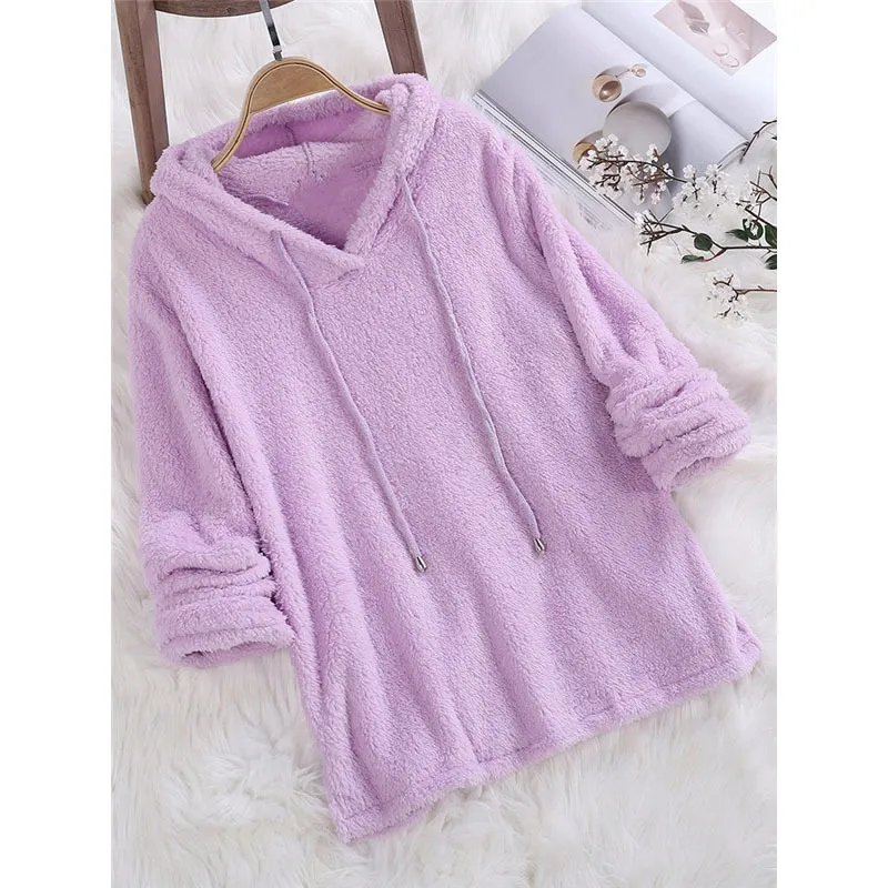 Sweater de l￣ de inverno Oversized tamanho 5xl sherpa fleece luffy pullovers finos com capuz Mulheres grandes blusas casuais de tamanho 201221