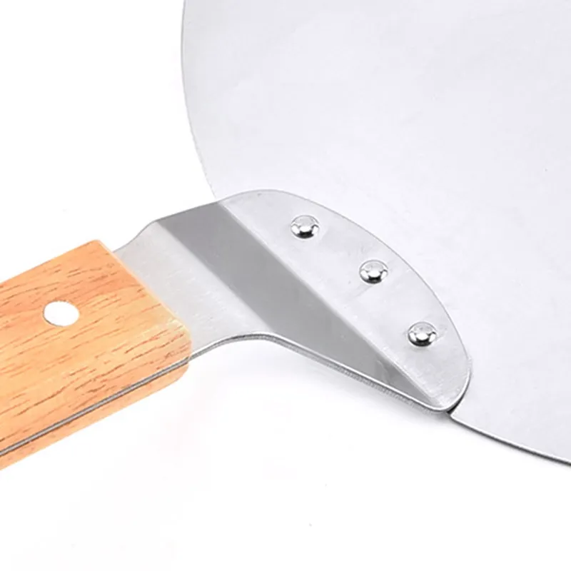 Rostfritt stålverktyg Pizza Shovel med långt trähandtag 10 / 12inch spatel för ugnsplattor