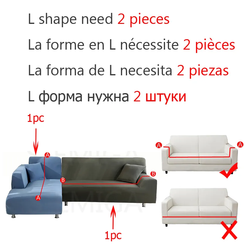 L Form benötigt 2 Stücke feste Ecksofa -Decke für Wohnzimmer elastischer Spandex Slippover Couch Deckel Stretch Sofa Handtuch LJ201216