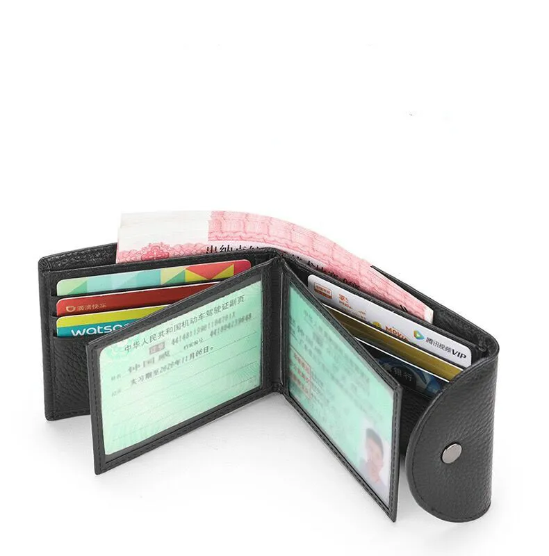 Cow Leather RFID Men Wallets حاملي بطاقات الائتمان محفظة رخصة قيادة مع ذكور Clasp Pocket Prese225f289y