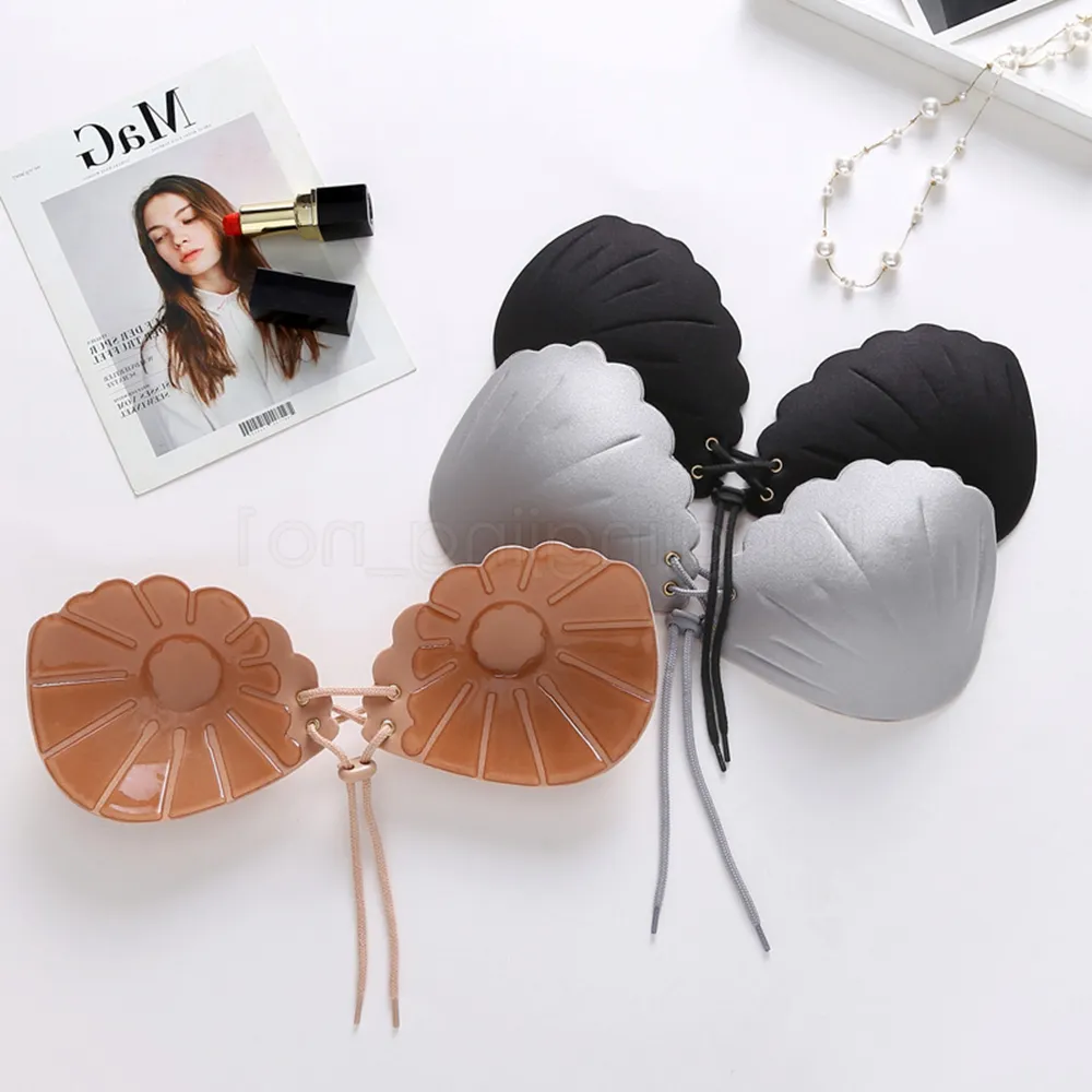 Silicone Invisible Bra Shell Shaped Autoadesivo Push Up Spalline Bras Abito formale Abito da sposa Serata in silicone Bra Pasta Pastone