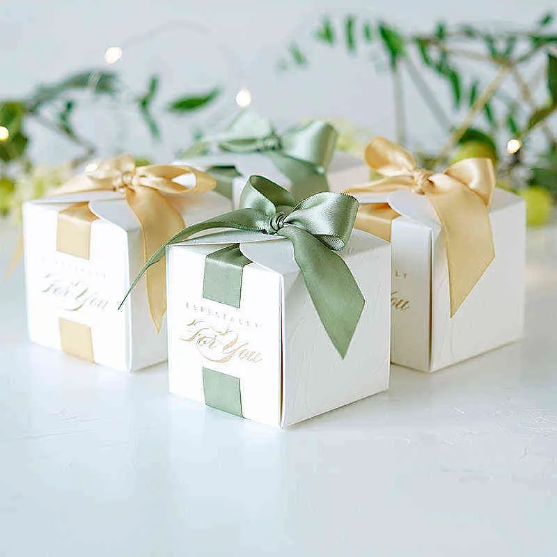Свадебные благоприятные подарочные коробки сувениры подарочная коробка с лентой конфеты коробки для крещения детского душа день рождения вечеринка для вечеринок 211216