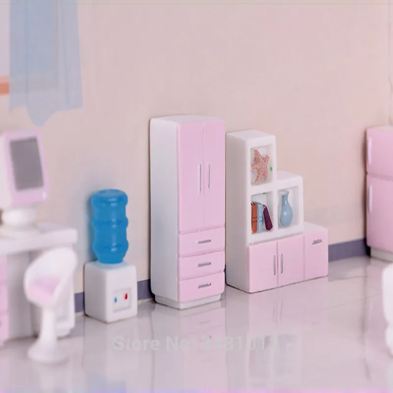 Ensemble de meubles de maison de poupée miniature pour maison de poupées, mini kit de jouets, accessoires TV, canapé, réfrigérateur, commode, enfants, jeu de simulation, figurine de bricolage LJ201009