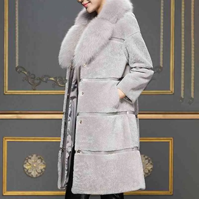 Manteau de fausse fourrure femmes manches longues chaud épais automne hiver peluche col rabattu bureau dame pardessus pour noir 5XL 211220