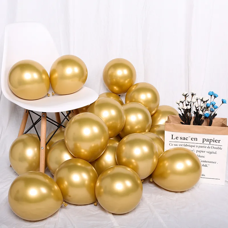 Set Matte White Gold Metallic Balloons Garland Arch Zestaw Baby Shower Wedding Birthday Party Chrome Balon Dekoracja Kids F315r