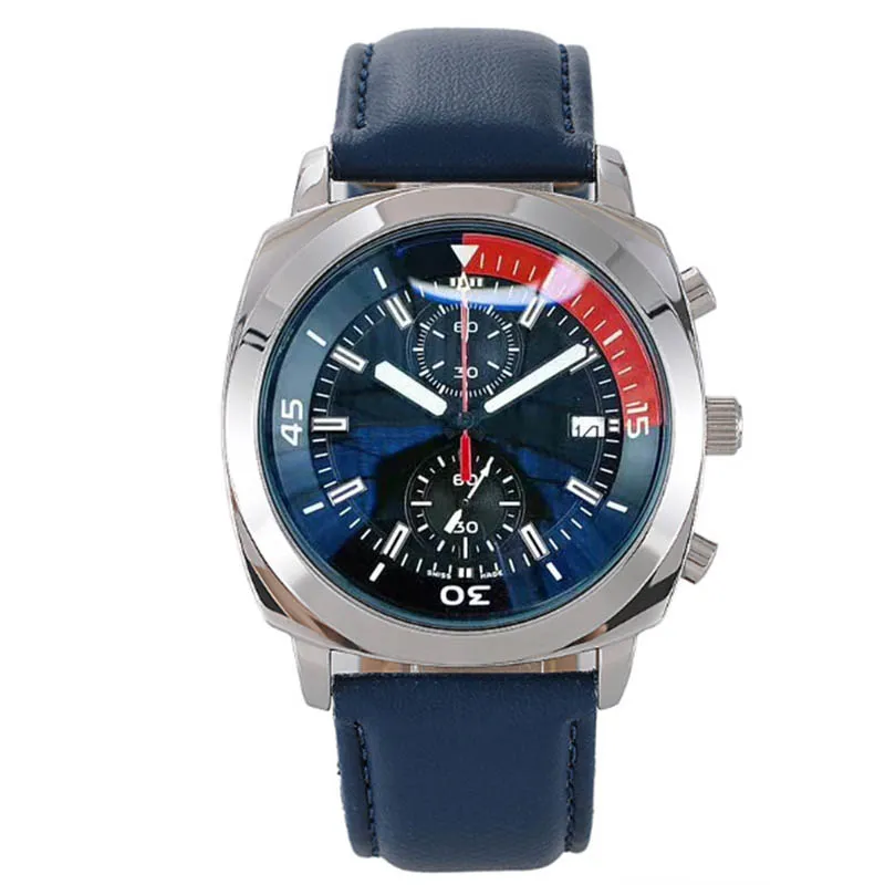 Cronógrafo quartzo relógios masculinos mostrador azul relógio esportivo militar montre de luxo relógios de pulso para homens de negócios reloj231b