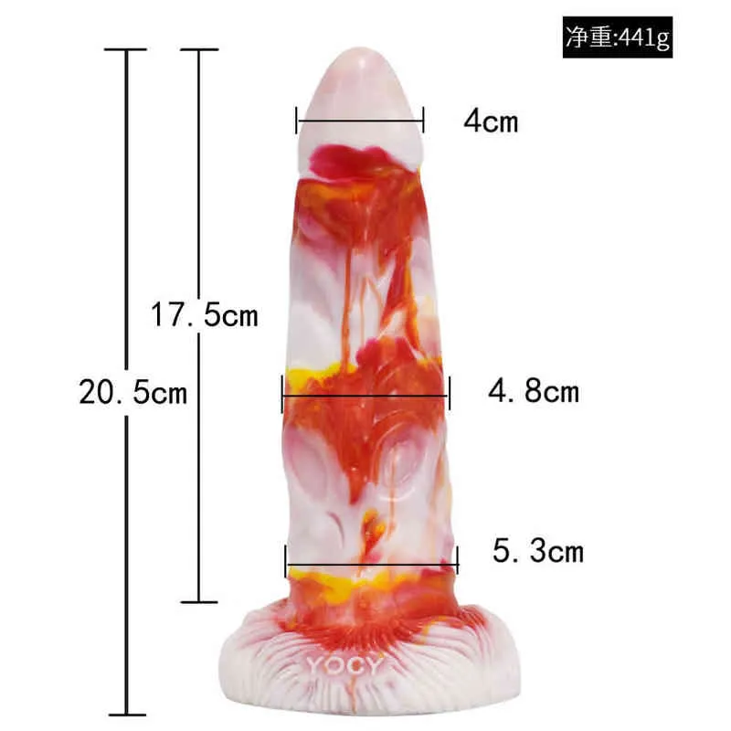 NXY Dildos Anal Toys Liquid Silicone Color Vestibule Plug Special Shaped Masturbation Device Soft and Thick False Penis Into Toy Fun Products 0225