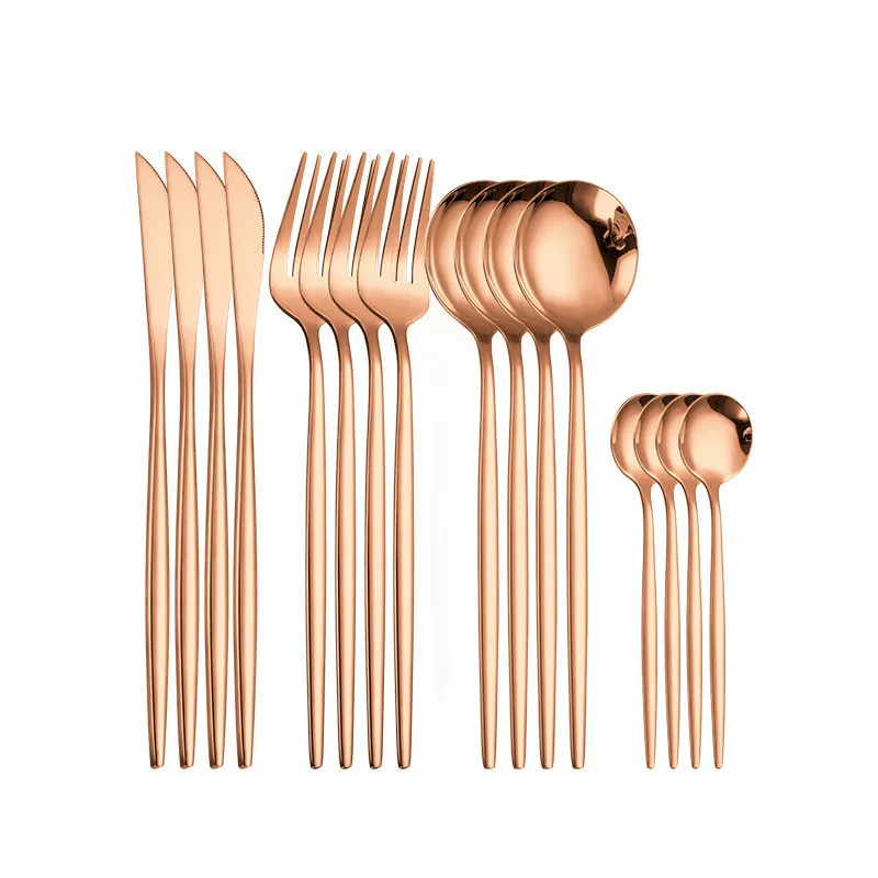 مجموعة أدوات المائدة الفولاذ المقاوم للصدأ شوكة مجموعة أدوات المائدة الذهبية من الملاعق وشوك