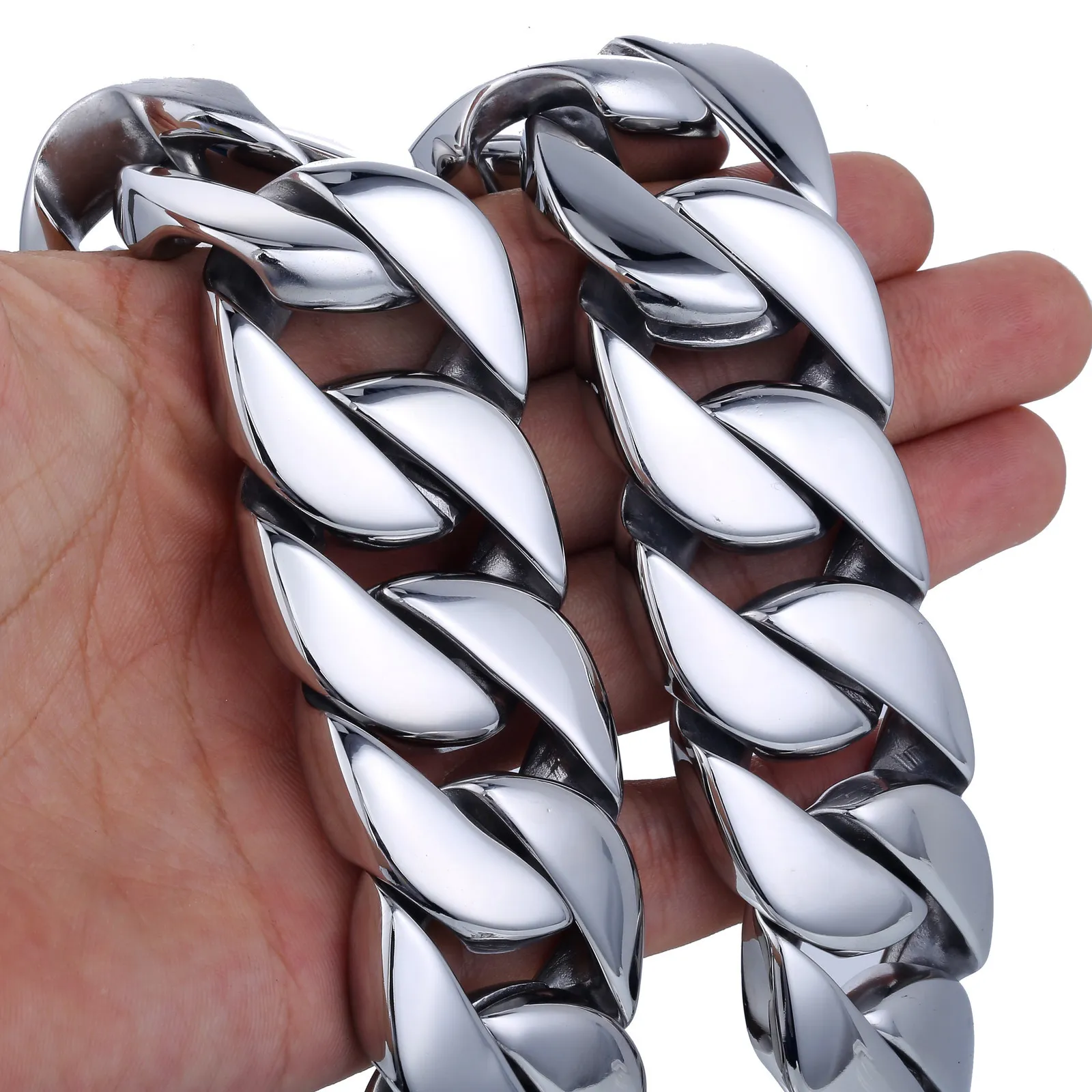 31mm 316L rostfritt stål Mens Boys Super Heavy Silver Color Chain Curb Necklace hela presentsmycken LHHN35 201013267Z