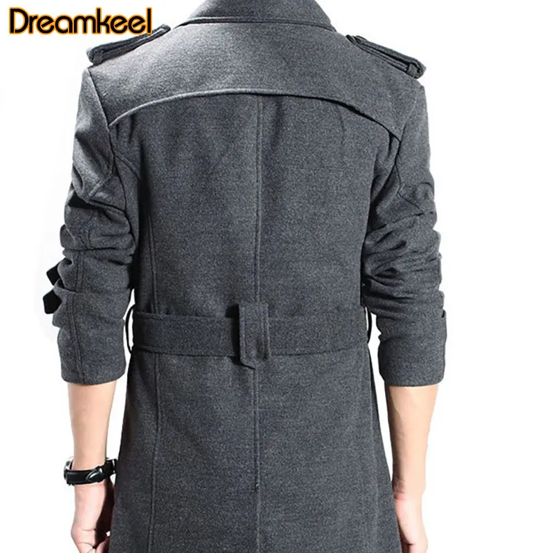 Men s Winter Jackets Thick Long Double Breasted Trench Coat Wool Warm Stand Collar Wool Blend Coat Solid Color Men Parka R LJ201110