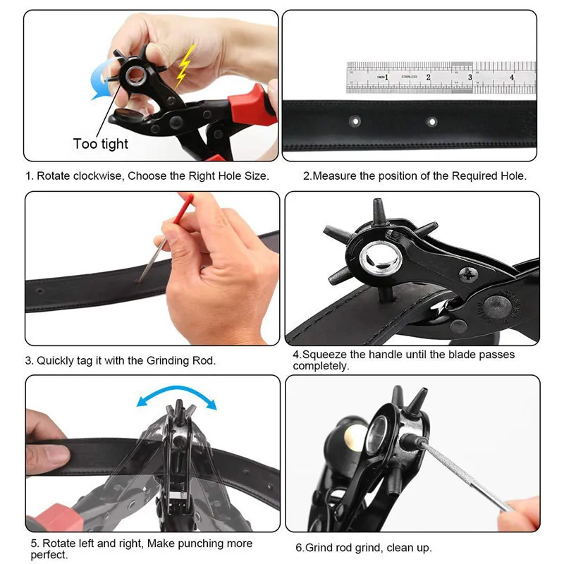 Punch Pliers Set For Belts Watch Bands Straps Punch Pliers Portable Heavy Leather Hole Punch Plier Home Leathercraft Tool Y2003214829273