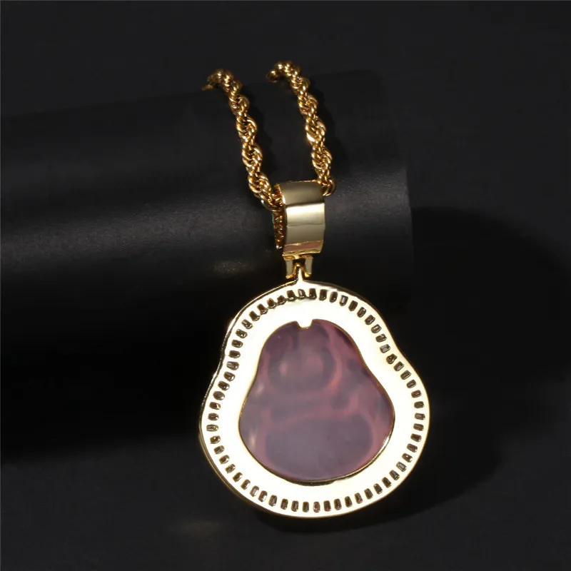 Hip Hop glacé bouddha pendentif colliers pour femmes or argent couleur couleur gemme collier mode bijoux goutte 257G