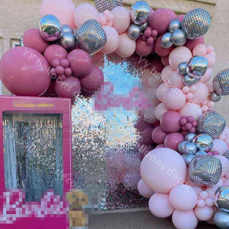 DIY Macaron Baby розовый воздушный шар гирлянды арки набор 22 дюйма диско 4D мяч мои 1-го вечеринки украшения дети ребёнок девушка гирлянда 21116