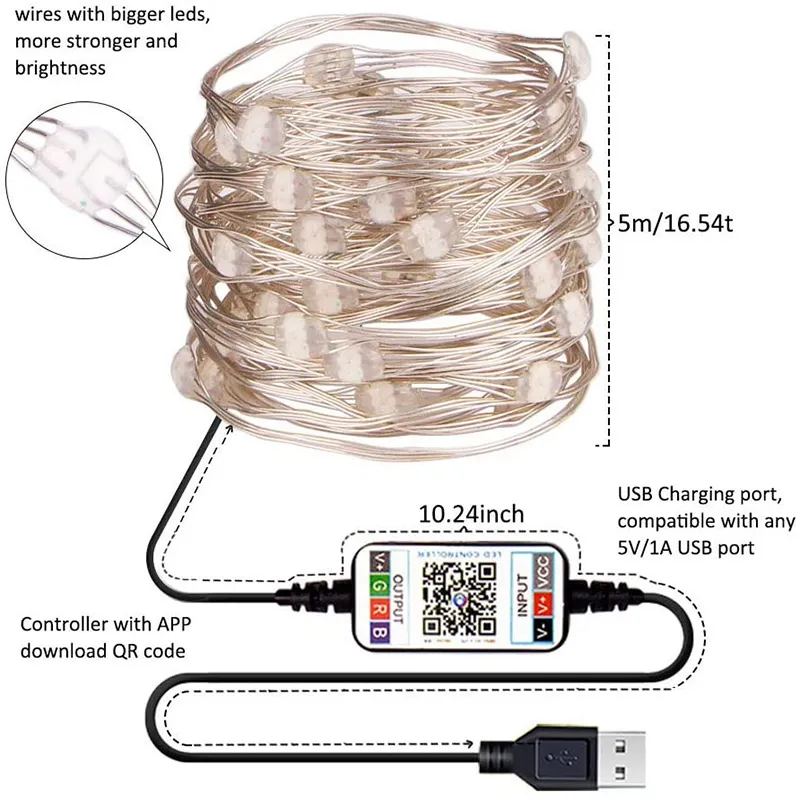 Choinka Deco RGB Bluetooth String Light