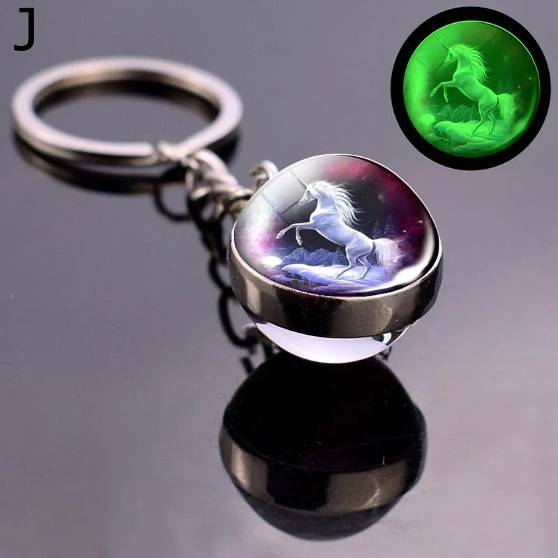 Glow In The Dark Horse Keychain Glowing Horse Stuff Luminous Horses Glass Ball Key Chain Crazy Lovers Gifts Key Rings292K