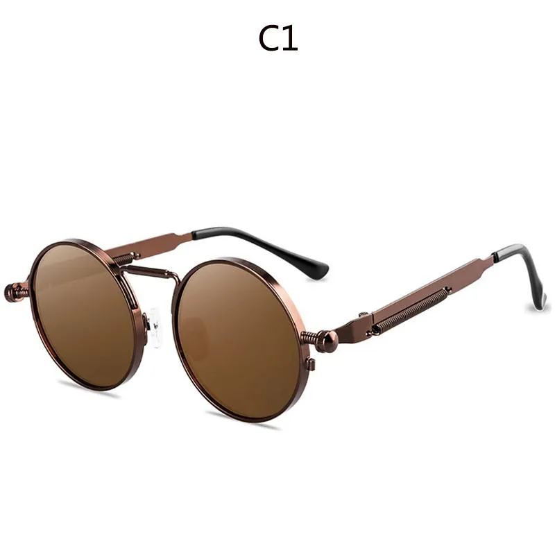 Солнцезащитные очки MCLEXN круглые металлические очки в стиле стимпанк для мужчин и женщин модные очки брендовые дизайнерские ретро винтажные UV4001290y