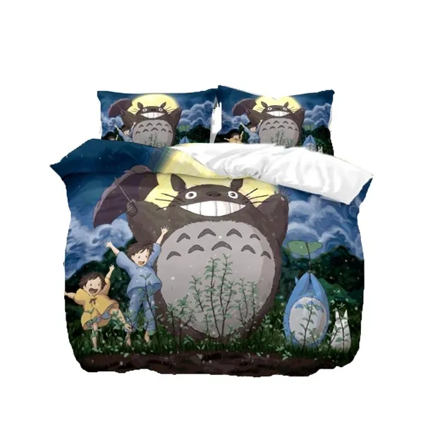 Voisin Totoro housse de couette 3D Catoon literie de luxe double reine roi taille ensemble linge de lit goutte C1020250P