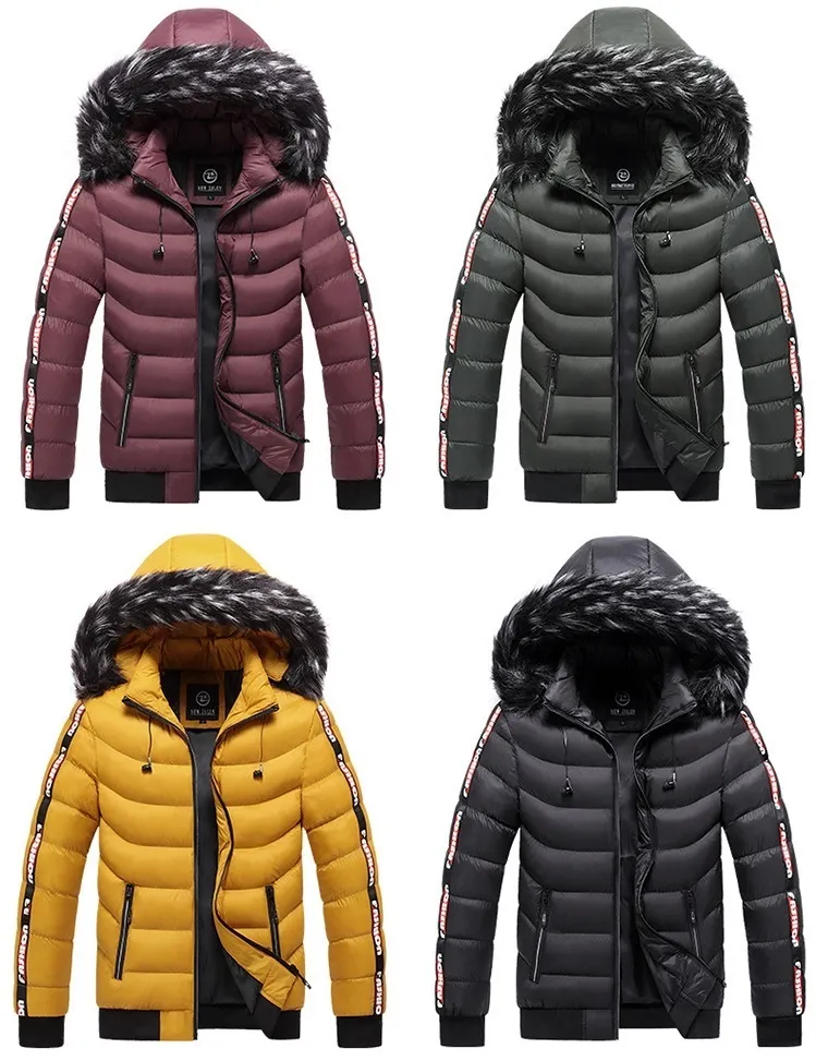 Outwear Parkas Hommes Chaud Hiver Épais Veste Mâle De Mode Manteau Hommes Coupe-Vent Chapeau Amovible Parkas Veste Hommes Imperméable 201119