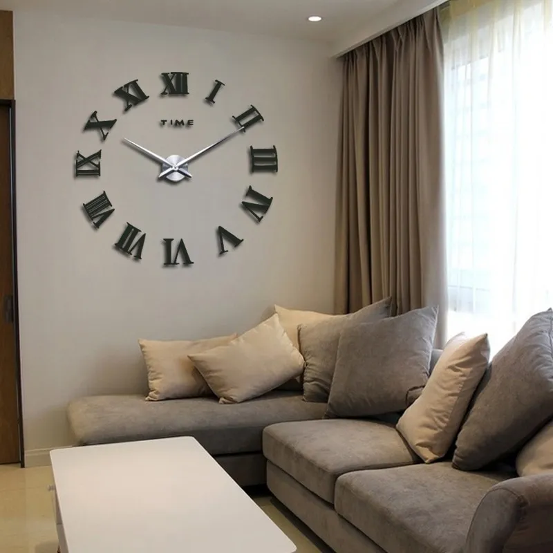 Speciaal aanbod 3D Big Acryl Mirror Wall Clock Diy Quartz Watch Still Life Clocks Modern Home Decoration Living Room Stickers 220727