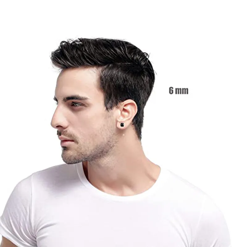 es de boucles d'oreilles magnétiques en acier inoxydable pour hommes et femmes, ensemble de boucles d'oreilles à clip non perforées avec aimant en Zircon, acier noir doré 4651328