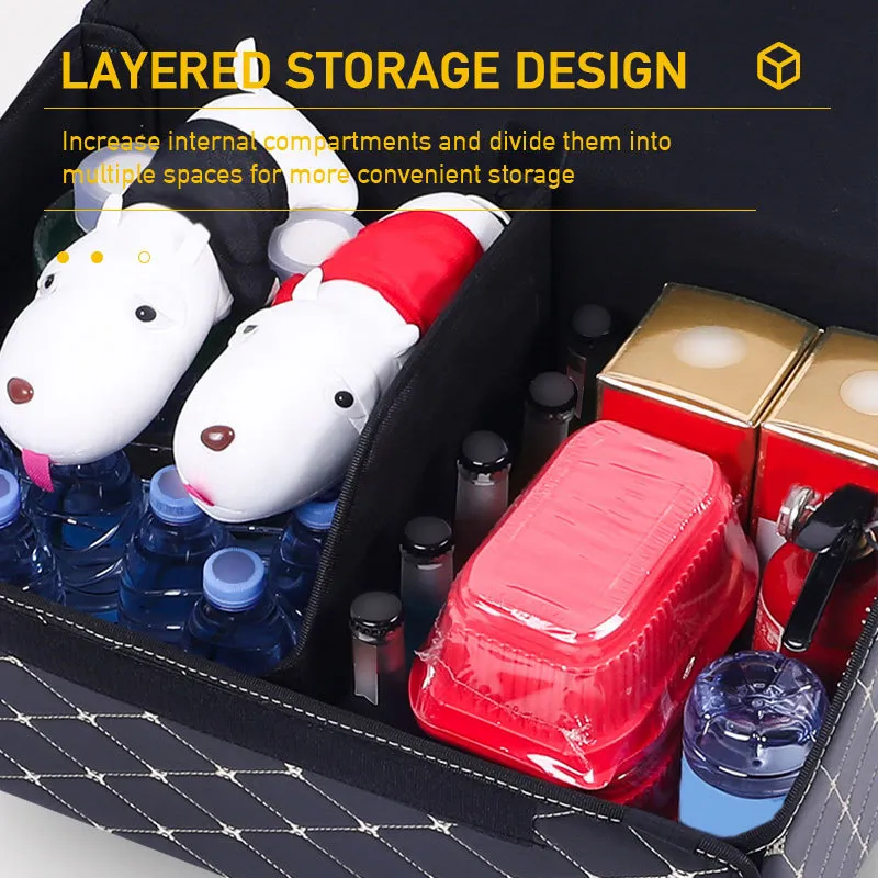 Auto Trunk Organizer Aufbewahrungsbox PU Leder Auto Organisatoren Tasche Klappstamm Aufbewahrungstaschen für Fahrzeuglimousinen SUV -Zubehör LJ2269Q