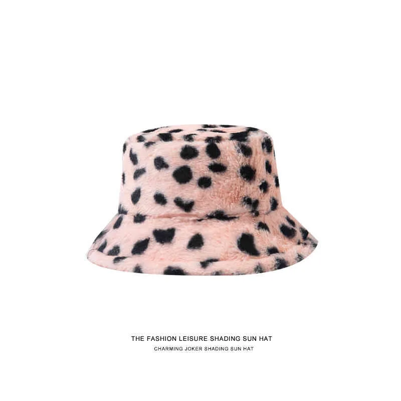 Zima Fall Leopard Fluffy Hat Faux Futro Wiadro Kapelusze Dziewczyna Pluszowa Aksamit Rybak Bob Panama Urodzony Dziecko Dzieci Dzieci 0-2 lat