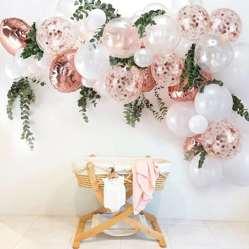 Rose Gold Balloon Zestaw girlandzki lateks konfetti balony ślubne shower prysznic baby shower dziewczyny dekoracje urodzinowe 102170a