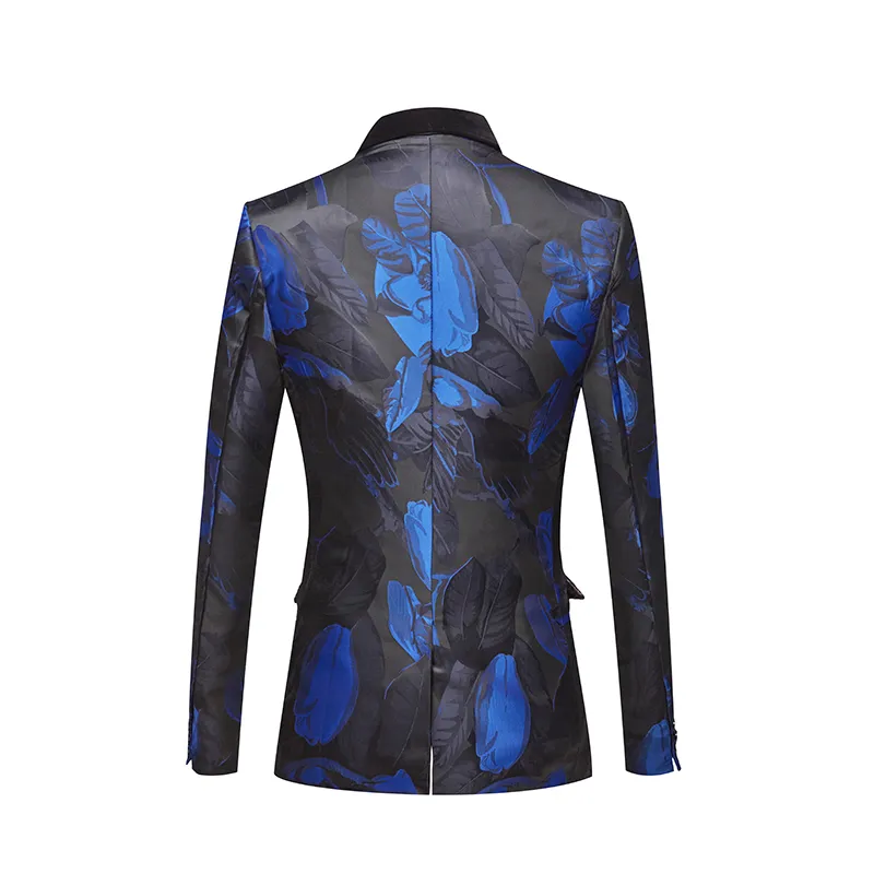 Jacquard Suit for Men Men Marinha Azul Floral Print Fashion Suits Casual Casual Designs Pant Designs Casamento no noivo Costume de palco 201106