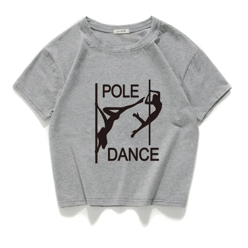 Pole dance graphique drôle décontracté femmes haut court 100% coton court t-shirt femmes Camisetas Verano Mujer vêtements harajuku 220325