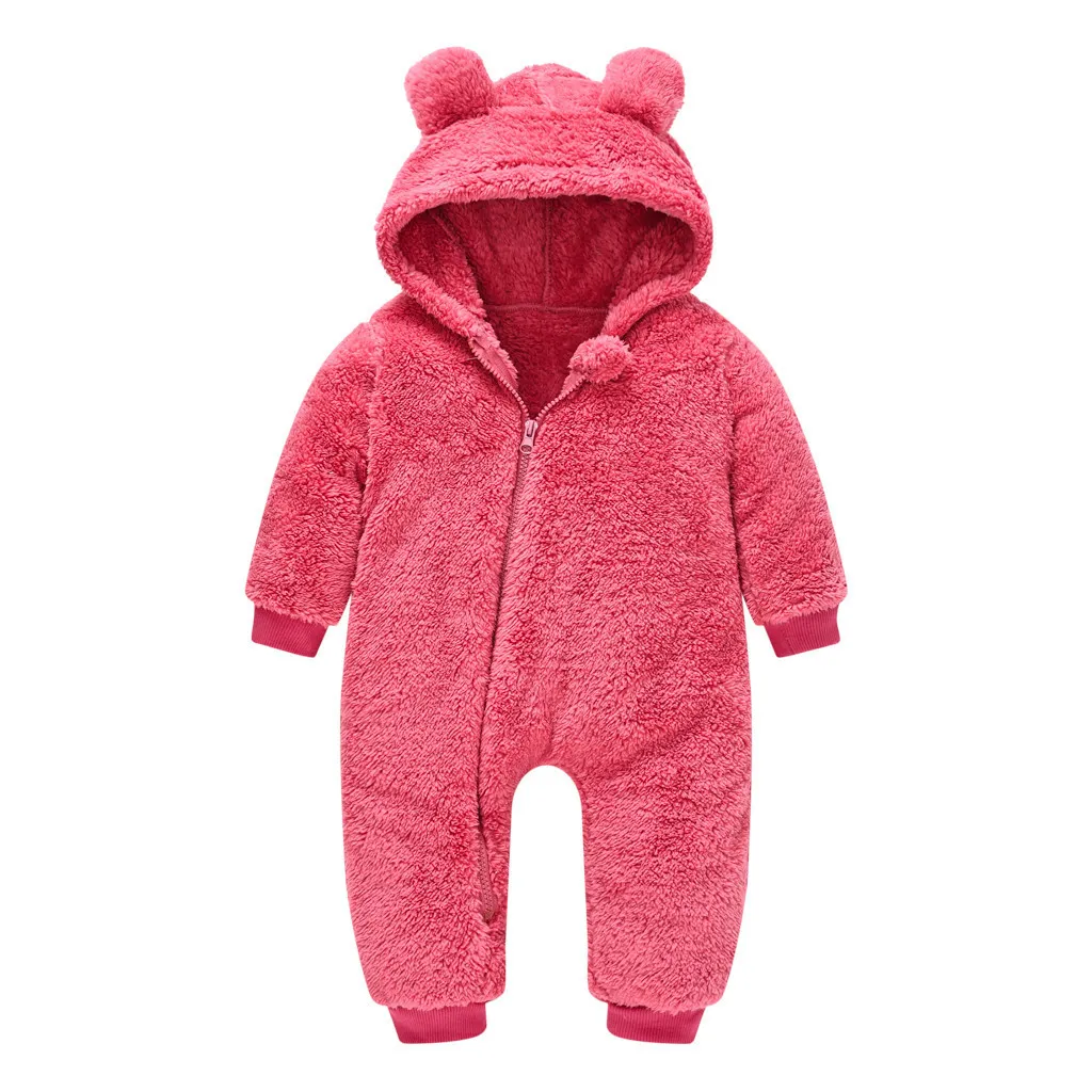 Младенческая одежда для новорожденных, пальто из искусственного меха, комбинезон для девочек и мальчиков, зимний теплый толстый зимний комбинезон с медведем, утолщенное пальто с капюшоном, комбинезон 204946128