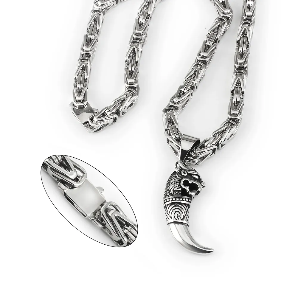 För mäns 6 5 mm hängkedjedalsband byzantinska kejsarkedjor rostfritt stål silver färghalsband smycken gåvor fought241t