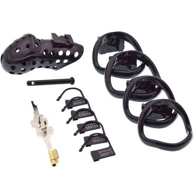 Preto Super Respirável Masculino Chastity Dispositivo Pequeno / Standard Galo Gaiola com 4 Pênis Anel Bondage Cinto Fetiche Adulto Sexo Brinquedo Para Homens G220225