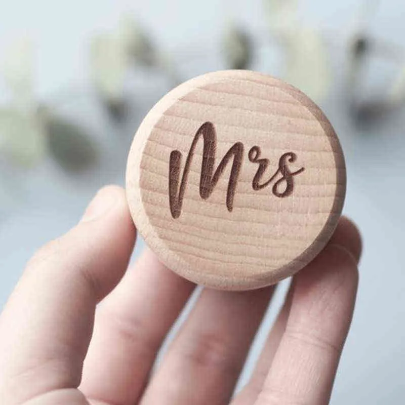 2pcsset Personalized Mr Mrs Wooden Ring Bearer Box Rustic Wedding Ring Holder Box Custom Wedding Gift Mariage Decoration (3)
