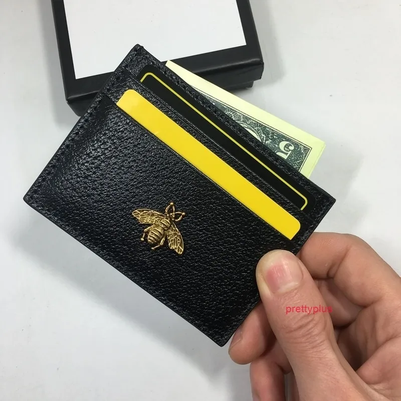 Véritable cuir petits portefeuilles titulaires femmes métal abeille banque carte de crédit paquet sac de monnaie porte-carte d'identité sac à main femmes mince portefeuille Poc270K