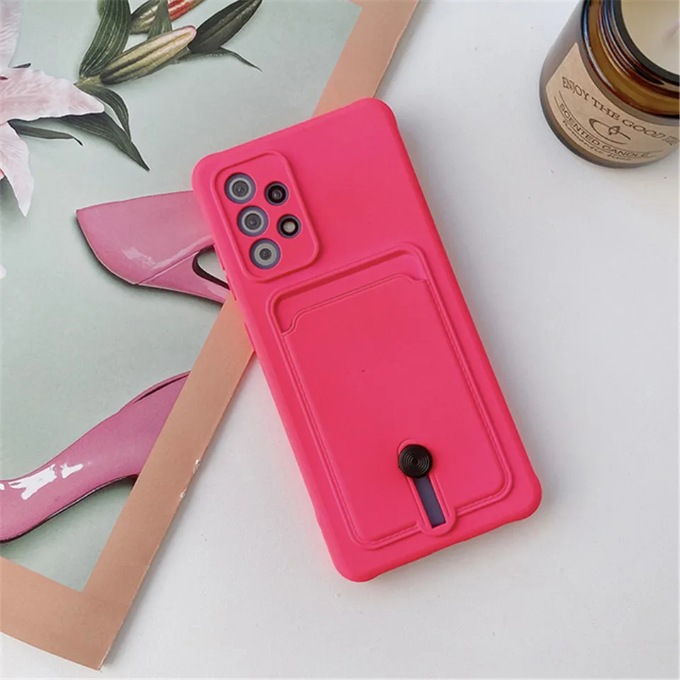 TPU Andra generation Kortväskor för Samsung A51 A82 A72 A52 A32 A22 A02S A12 Tunn Soft Cover Candy Case S21 Ultra Plus S20 Fe