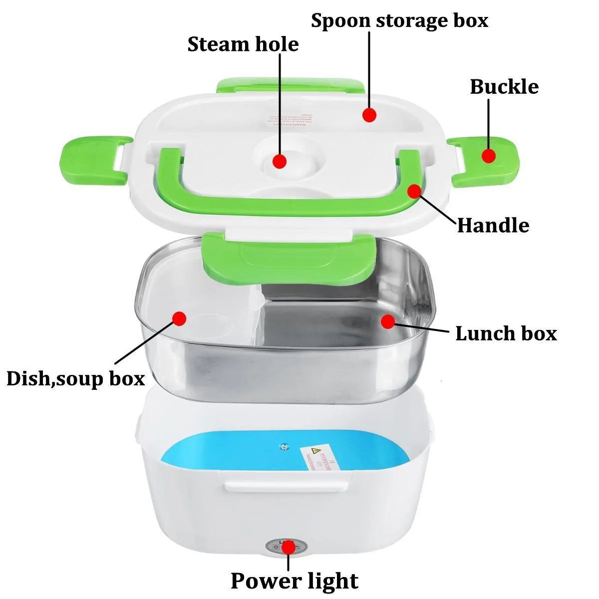 Bärbar elektrisk 12V uppvärmd rostfritt lunchbox Bento Boxes Bilmat Risbehållare Varmare för skolkontor Hem Dinnerware T200710