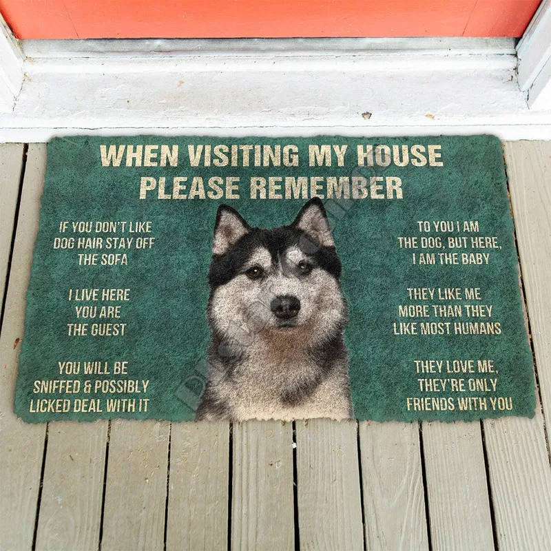 ハスキー犬の家のルールドアマット屋内滑り止めドアフロアマットの装飾ポーチ220301