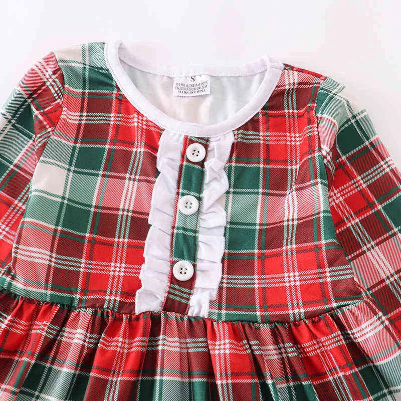 Girlymax Jul 2 färger Baby Girls Gingham Plaid Truck Dress Kids Kläder Ruffles Boutique 211231