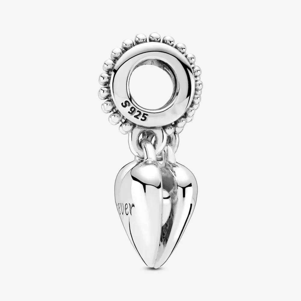 100% 925 Gümüş Teyze Yeğen Bölünmüş Kalp Dungle Charms Orijinal Avrupa Cazibesi Bilezik Moda Kadın Mücevherleri Accesso337n