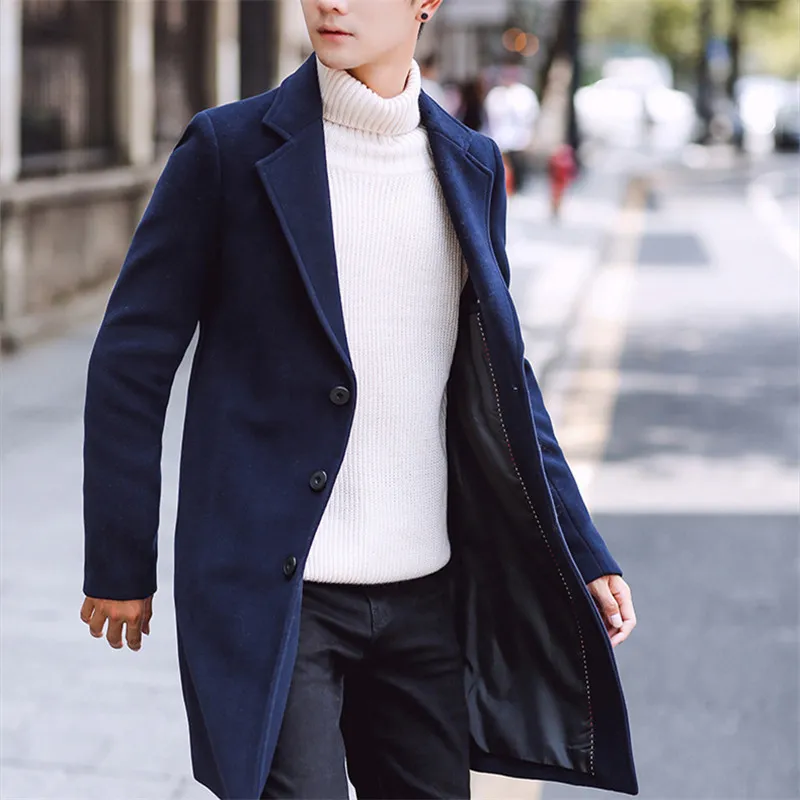 Plus Size 2020 Slim stile coreano lana uomo cappotti cappotti moda inverno abito cappotto uomo LJ201109