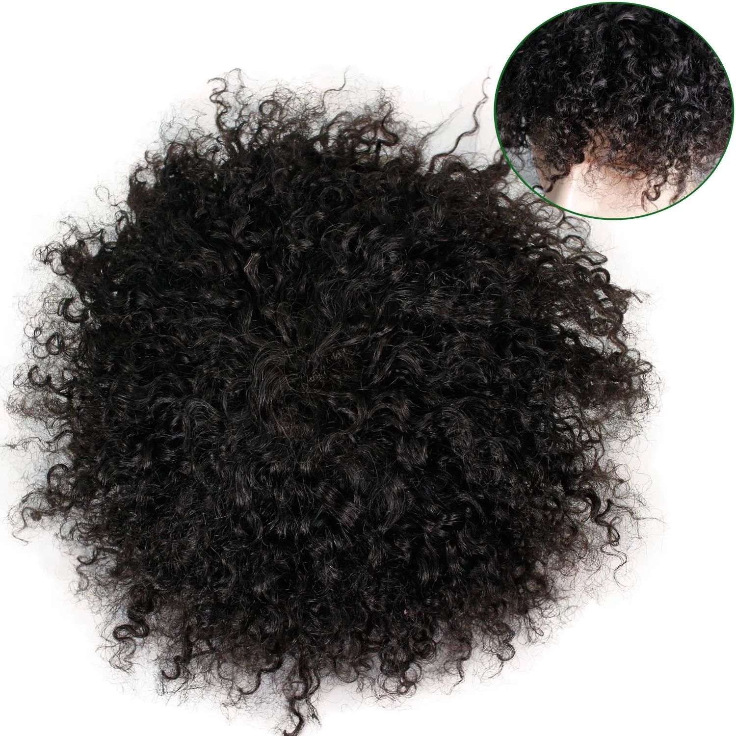 Men's Toupee Kinky Curly for Black Man 100%Human Hair Mono Lace Replacement African American 10x8inch 1B black Remy Hair