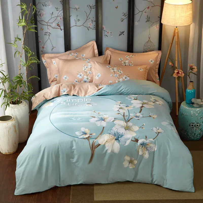 Tulip Lily Floral 100% Cotton Super Soft Bedding set Vibrant Flowers Comforter Cover Flat Bed sheet Duvet Cover Pillowcases T200706