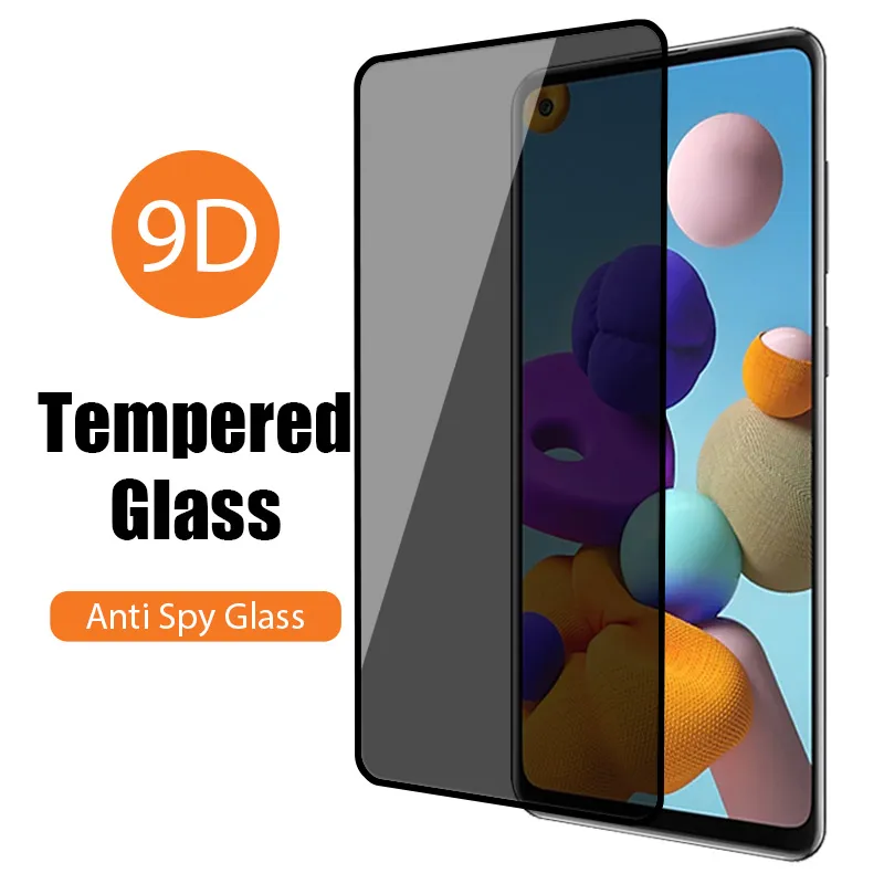 9D Privatsphäre gehärtetes Glas für Samsung Galaxy A71 A51 A42 A41 A31 A21S gehärtetes Glas auf Samsung A12 A11 A70S A70 A50S