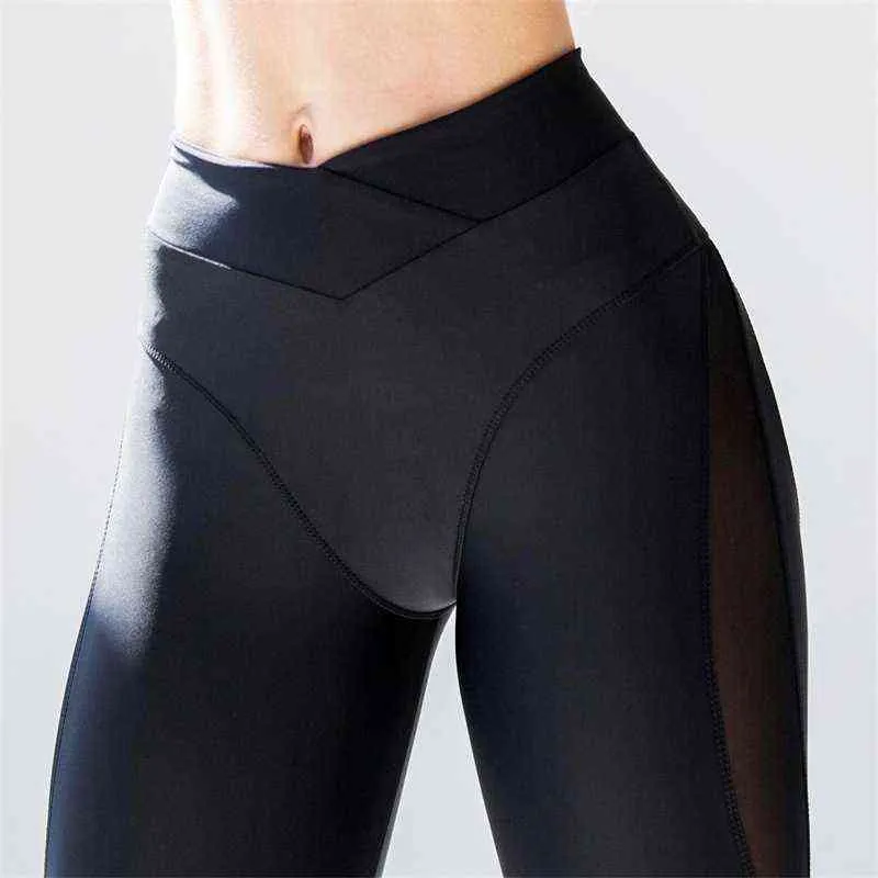 Nouveau femmes Sport Leggings Yoga pantalon noir taille haute élastique course Fitness mince Sport pantalon Gym Leggings pour femmes pantalon H1221