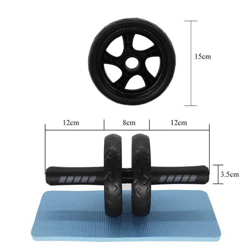 膝パッド付き腹部運動ローラー腹部筋肉輪ホームジムトレーナーフィットネストレーニング機器T200506