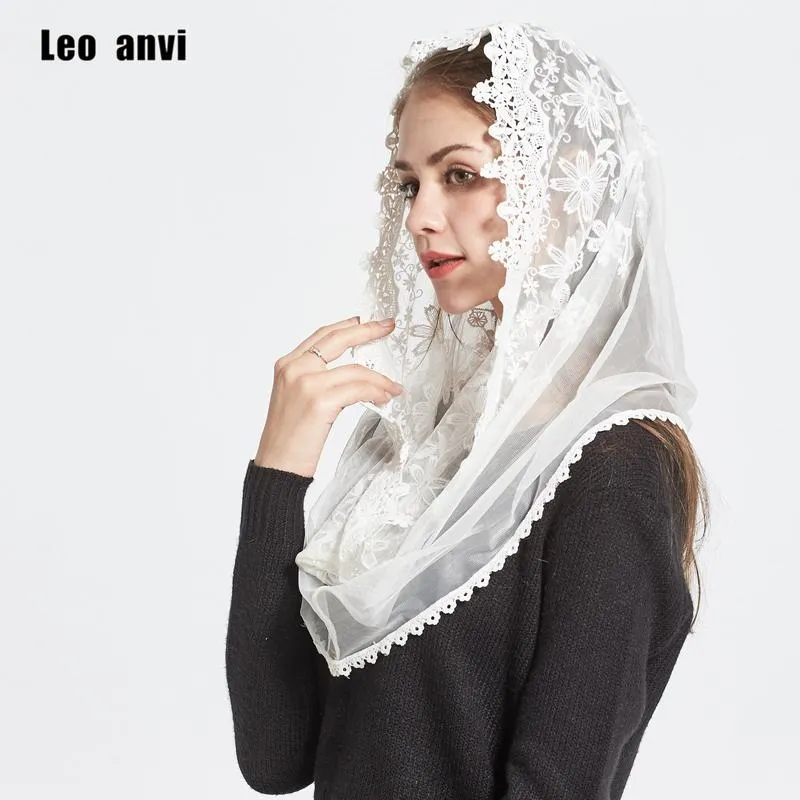 Leo anvi Кружевной шарф бесконечности женский цвет слоновой кости Мантилья Традиционная католическая часовня вуаль хиджаб шарф и накидки мусульманский хиджаб1189e