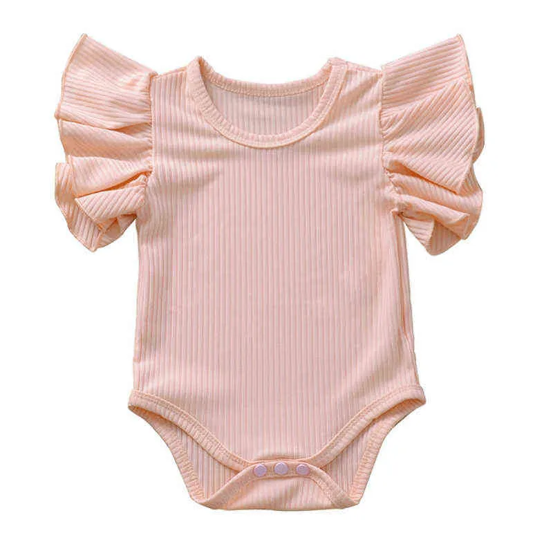 Pelele con volantes para niñas pequeñas y bebés recién nacidos, mono de Color sólido, ropa para bebés, trajes G1221